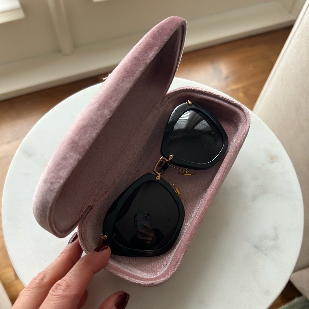 Miu Miu Black Cateye Sunglasses with Pink Case